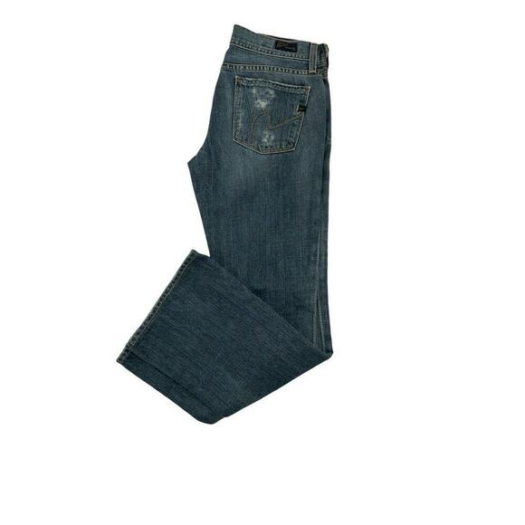 Citizen Of Humanity Denim Jeans Womens Size 28 Bootcut Low Rise Whiskers Blue - Picture 7 of 10